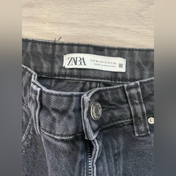 Zara black high waisted straight skinny denim jeans - Picture 3 of 4